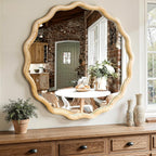 Round Farmhouse Beige Mirror — 24" - View 7