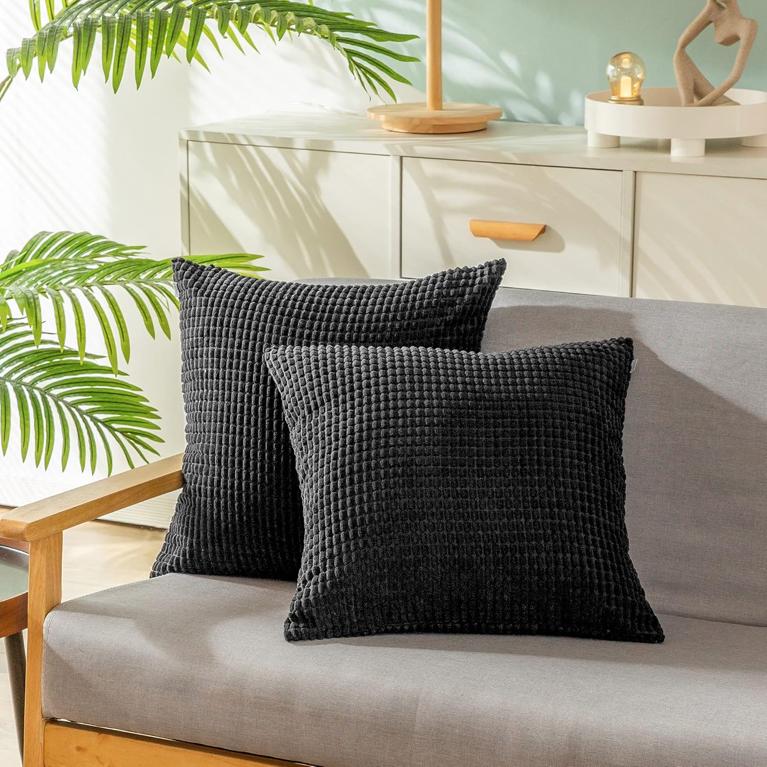 Boho Beige Throw Pillow Cover — 18" — 26" x 26" (Pack of 2)