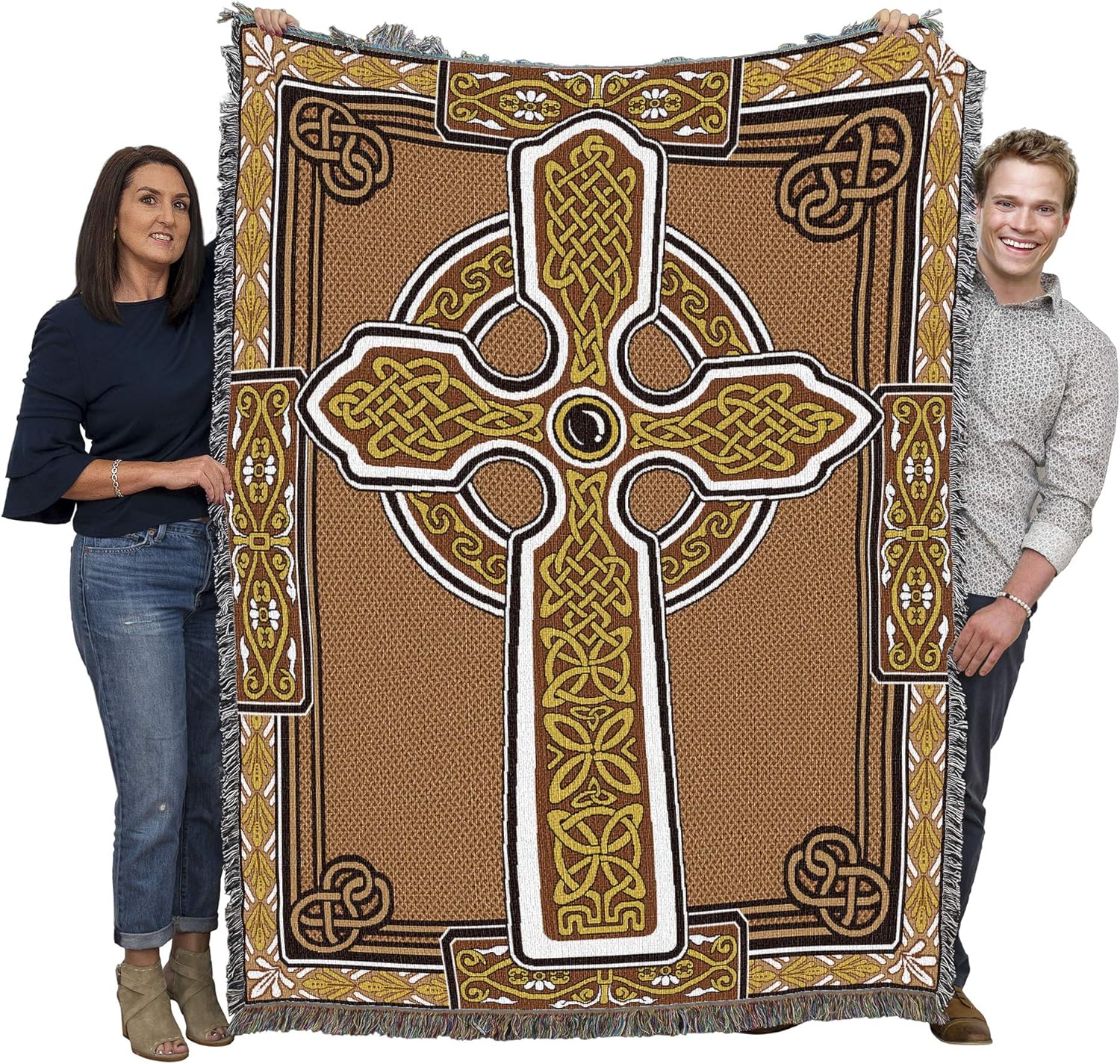 Boho Blue Wall Art — 72x54 — Cross Brown