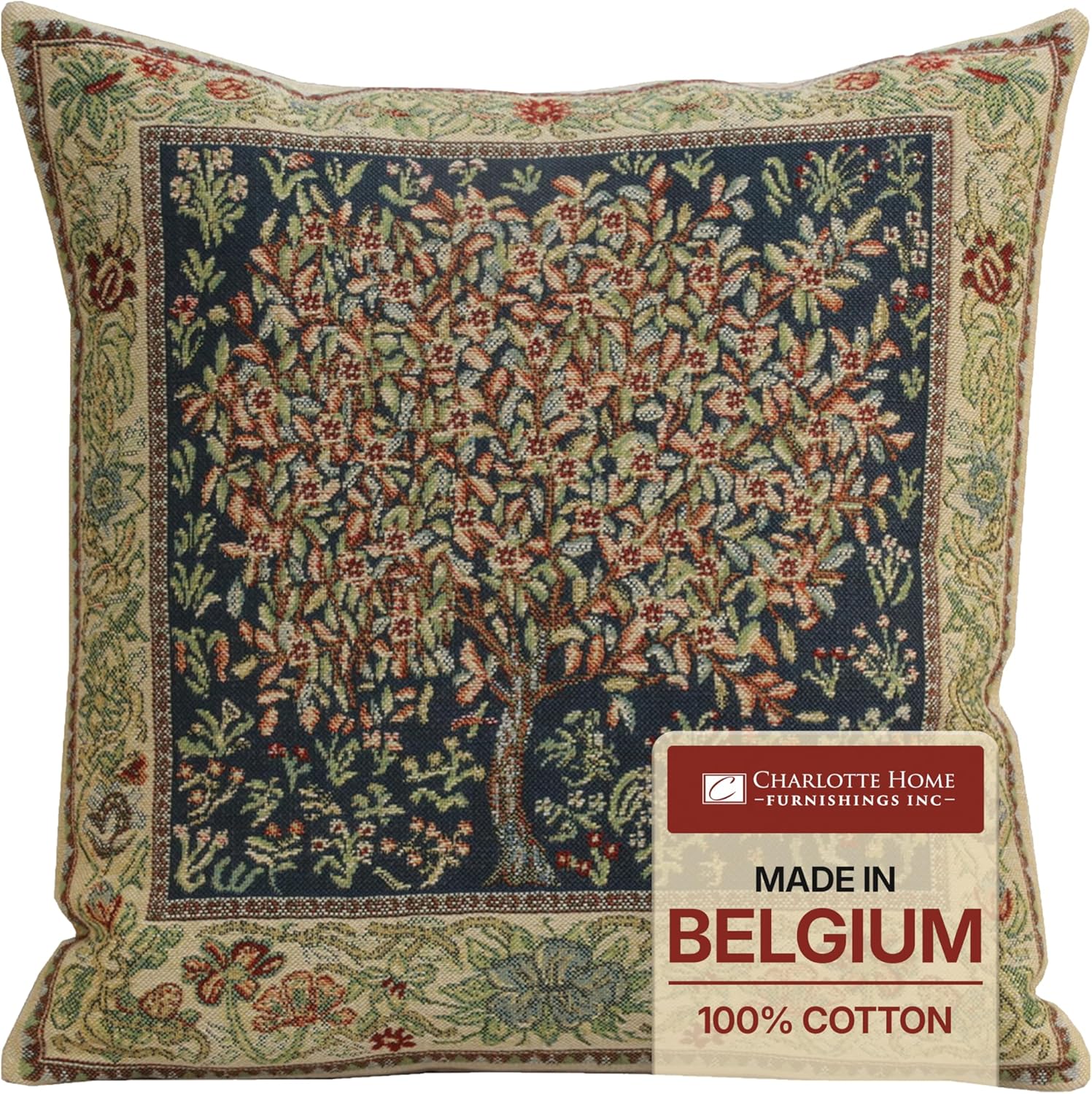 Boho Beige Throw Pillow Cover — 16x16 — Tree of Life Pastel
