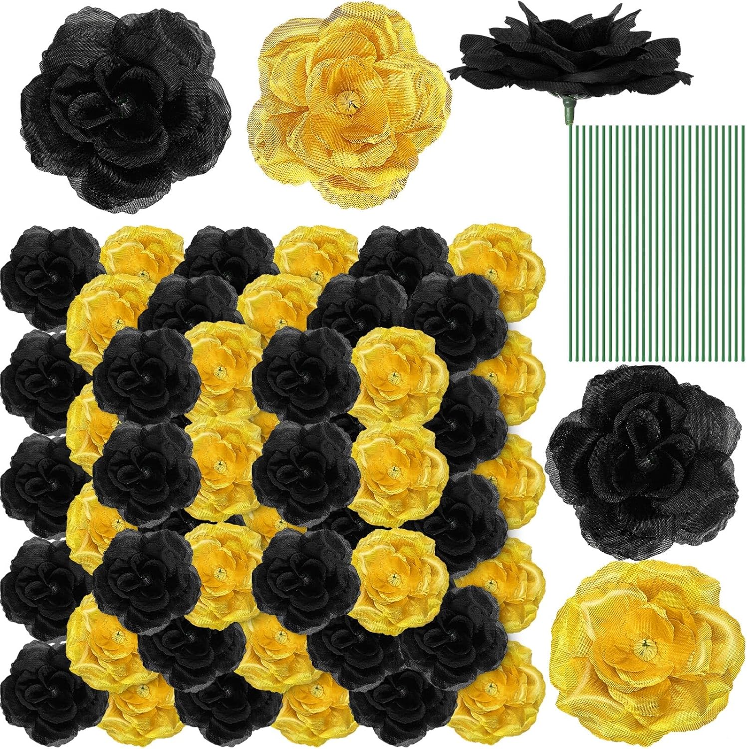 Black Artificial Flowers — Black and Gold