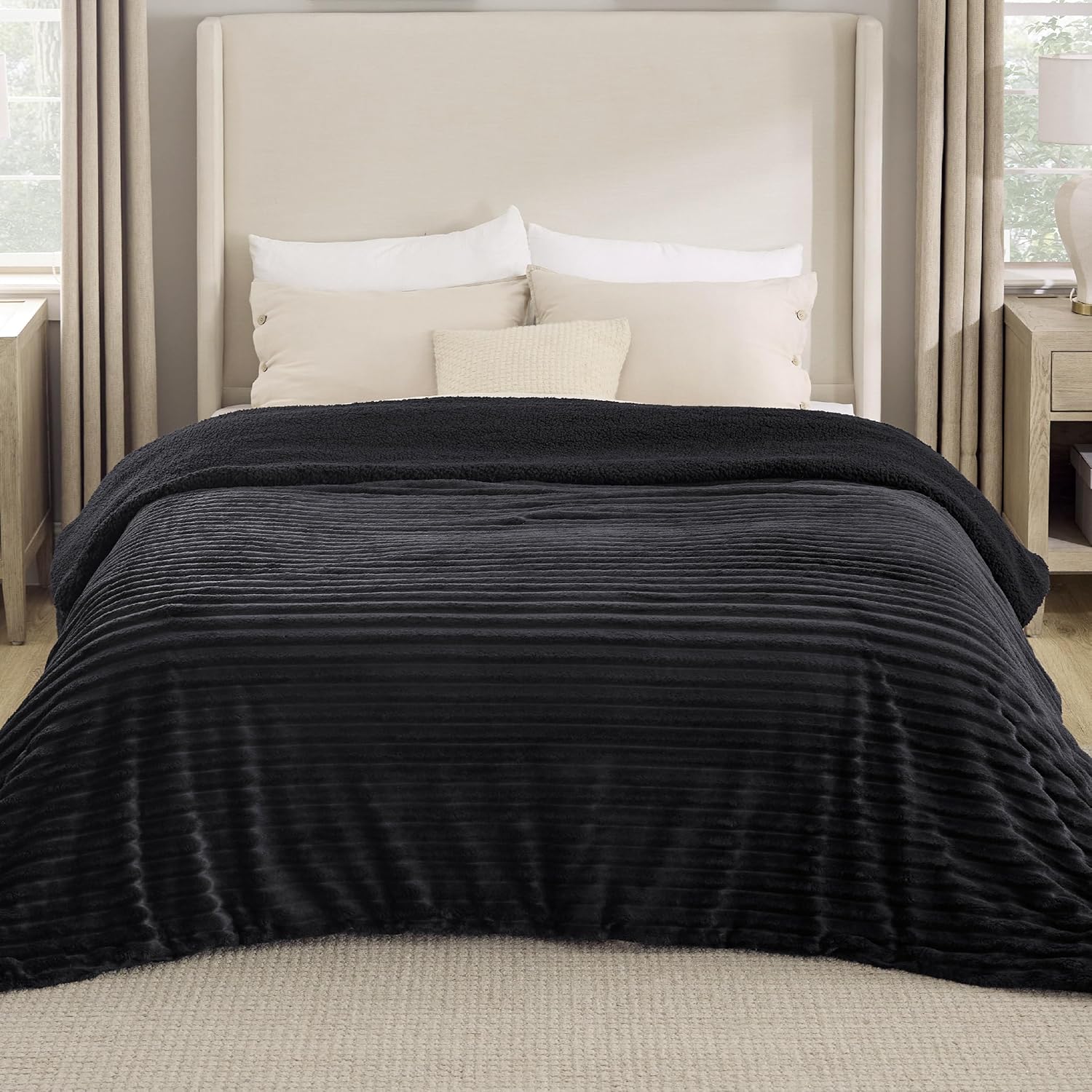 Beige Throw Pillow — 50" — 03 - Black