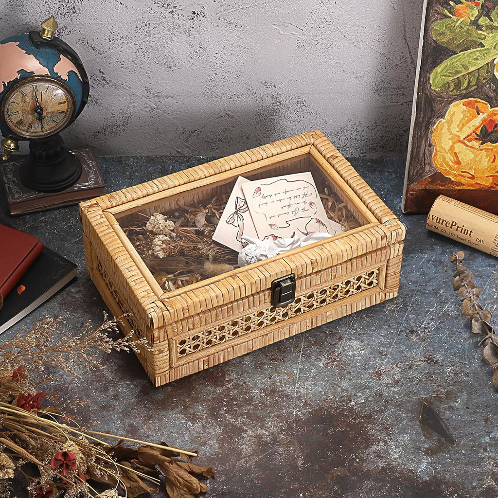 Handwoven Boho Beige Storage Basket — 11" - View 3