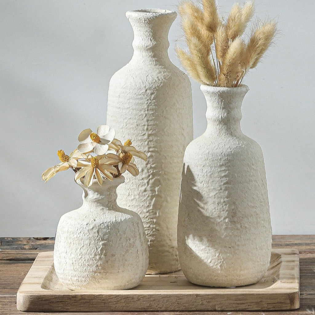 Boho Brown Flower Vase — Set of 3 — 011 Vase Set - White