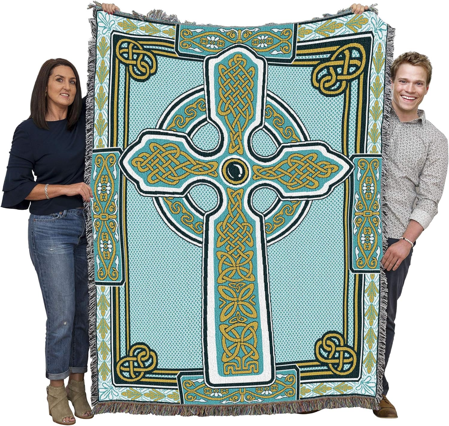 Boho Blue Wall Art — 72x54 — Cross Teal