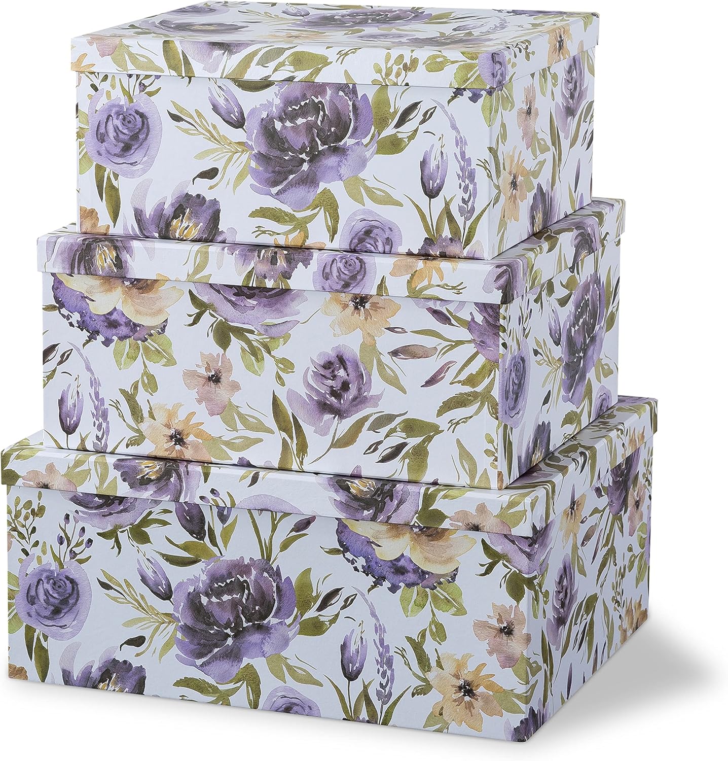 Gold Storage Basket — Set of 3 — Purple Passion