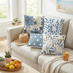 Boho Blue Throw Pillow Cover — 18" - View 4