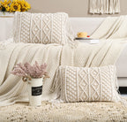 Lumbar Boho Rattan Throw Pillow Cover — Set of 2
