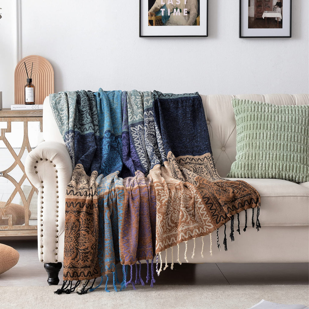 Chenille Boho Black Throw Pillow — 60"