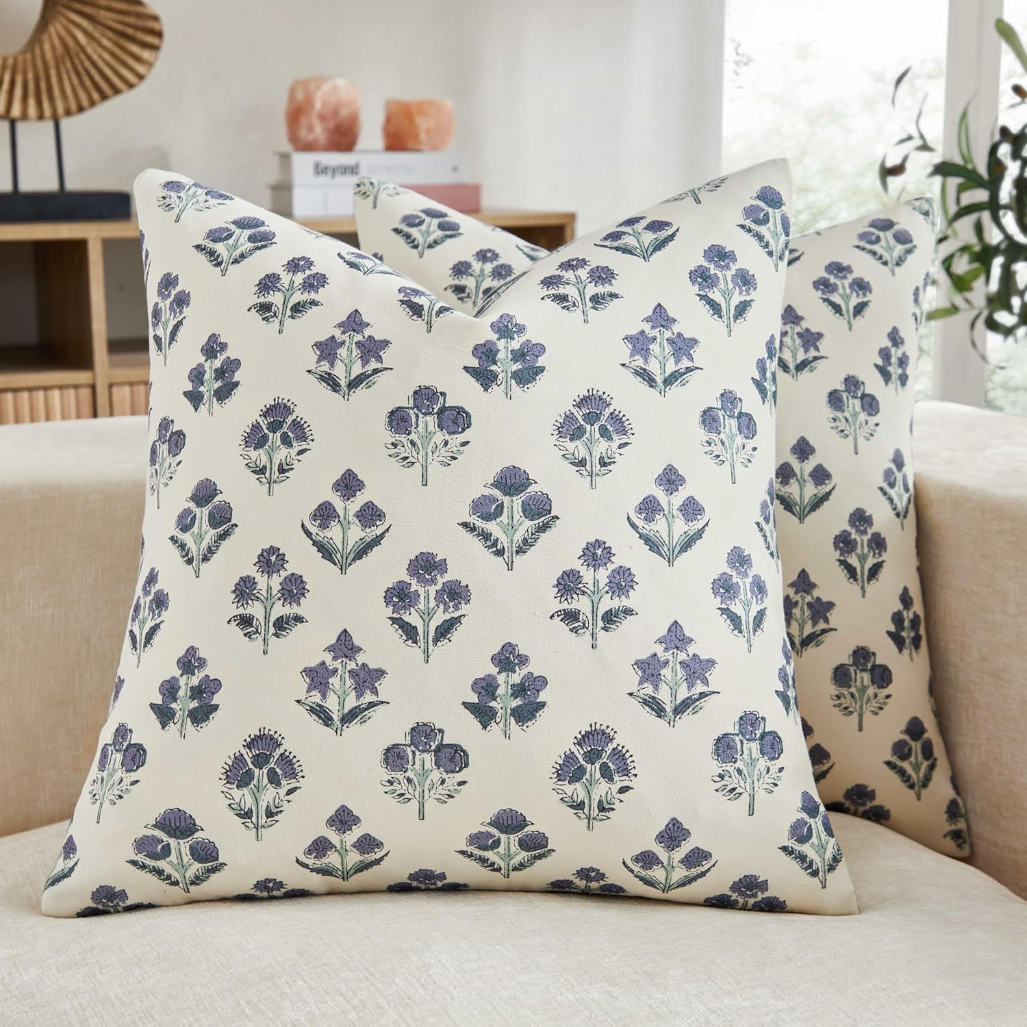 Boho Blue Pillow Cover — 18" — Purple