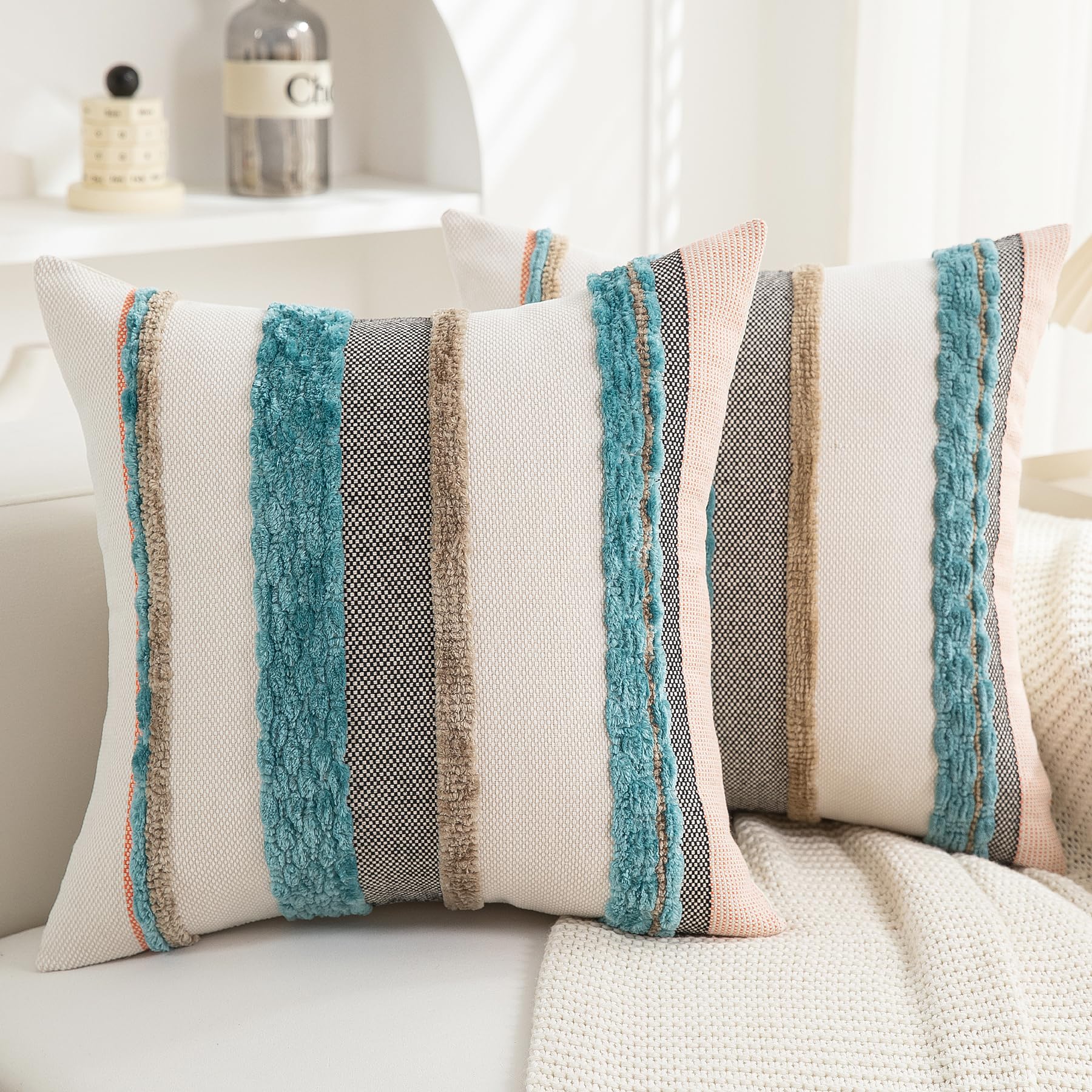 Chenille Boho Black Throw Pillow Cover — 18x18