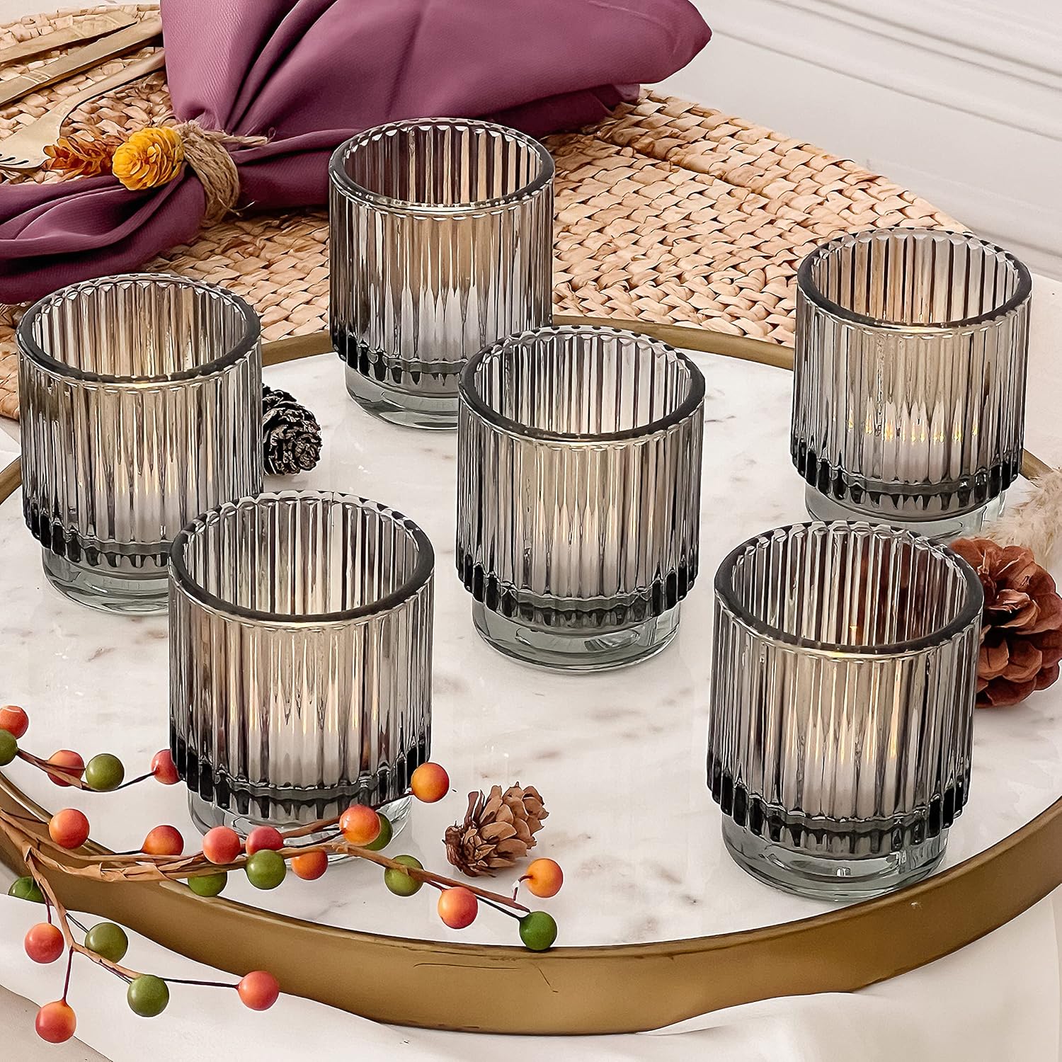 Vintage Boho Gold Candle — Set of 6 — One Size (Pack of 6)