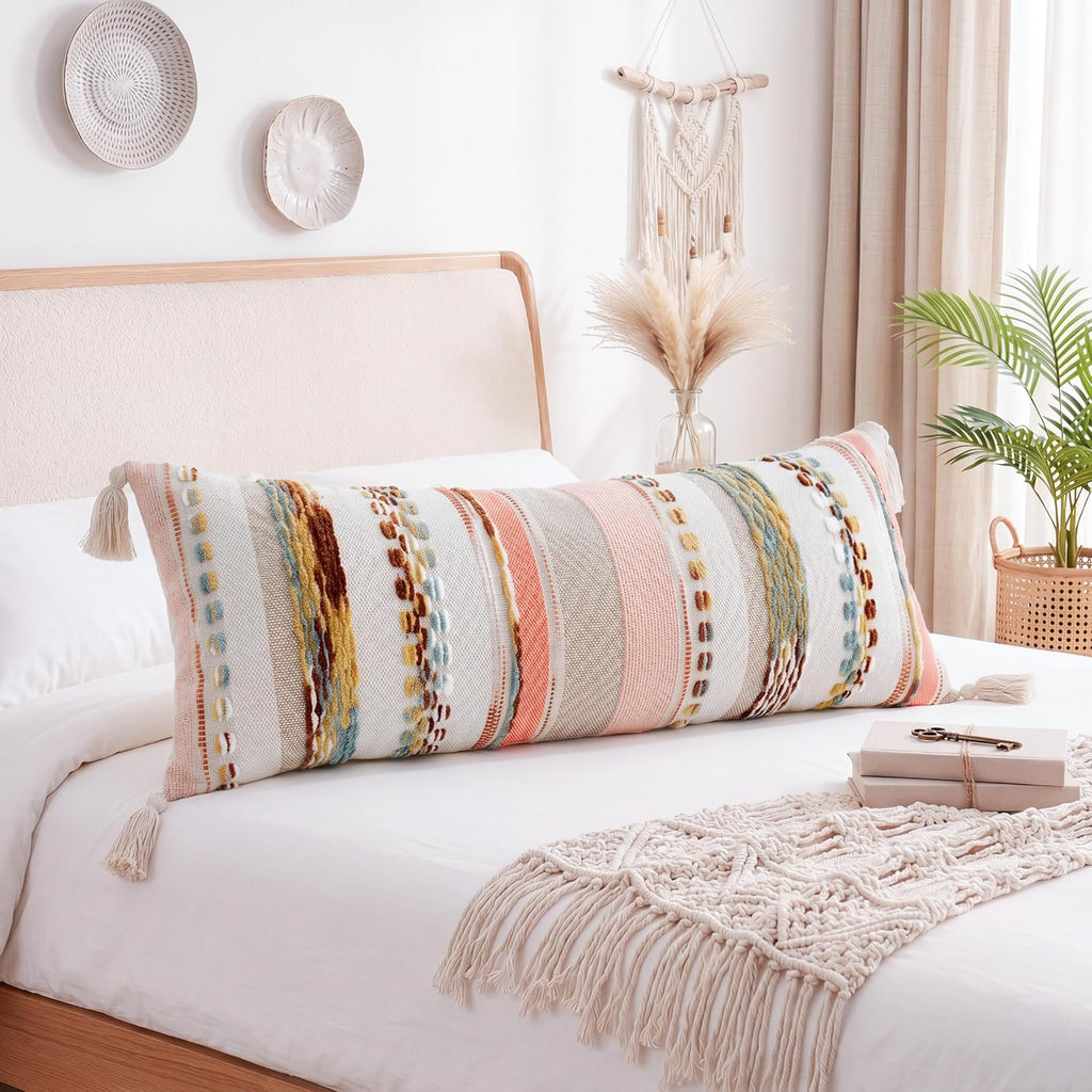 Chenille Boho Blue Throw Pillow Cover — 36" - View 5