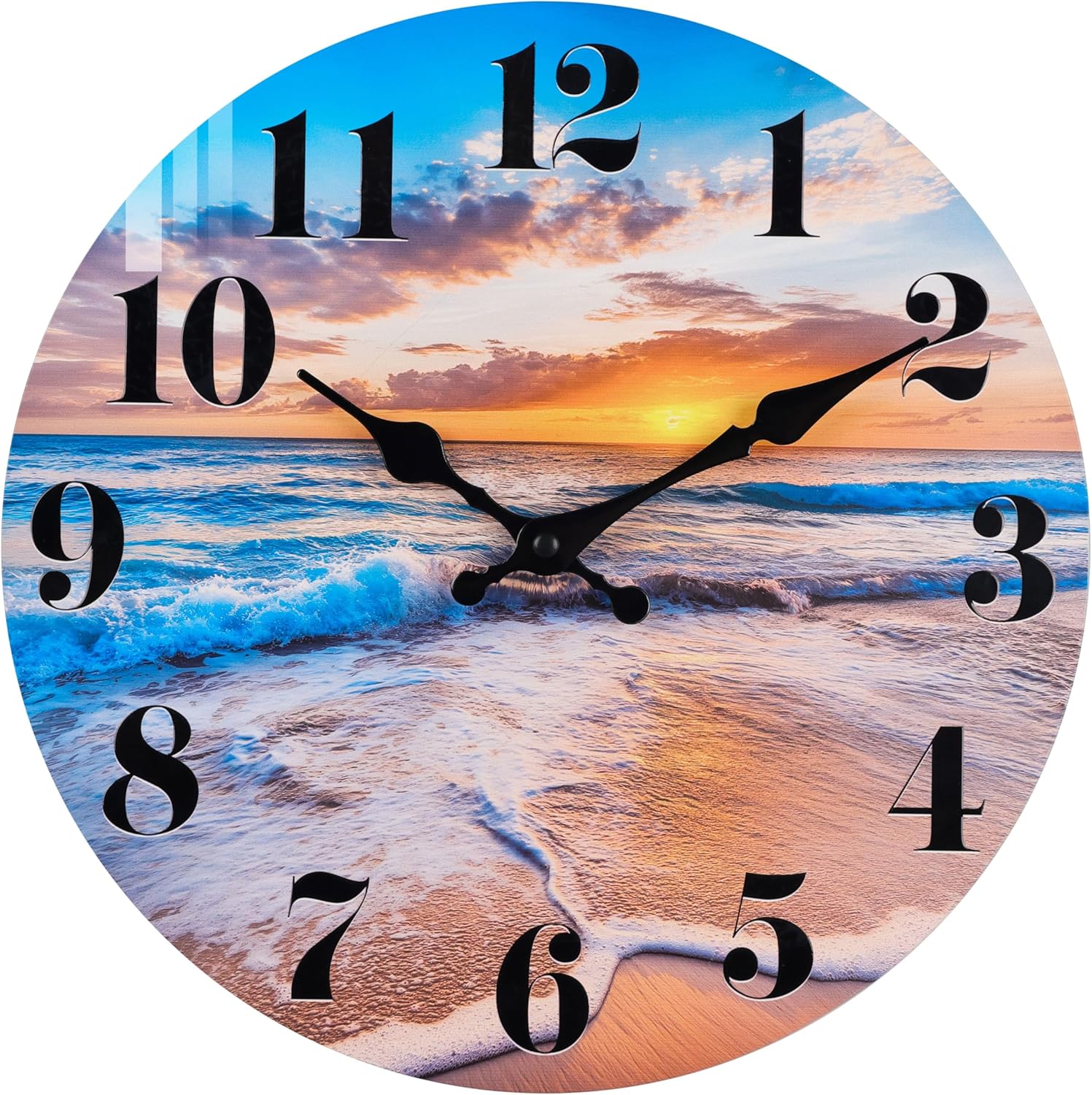 Battery Operated Blue Wall Clock — 14" — 14'' Beach