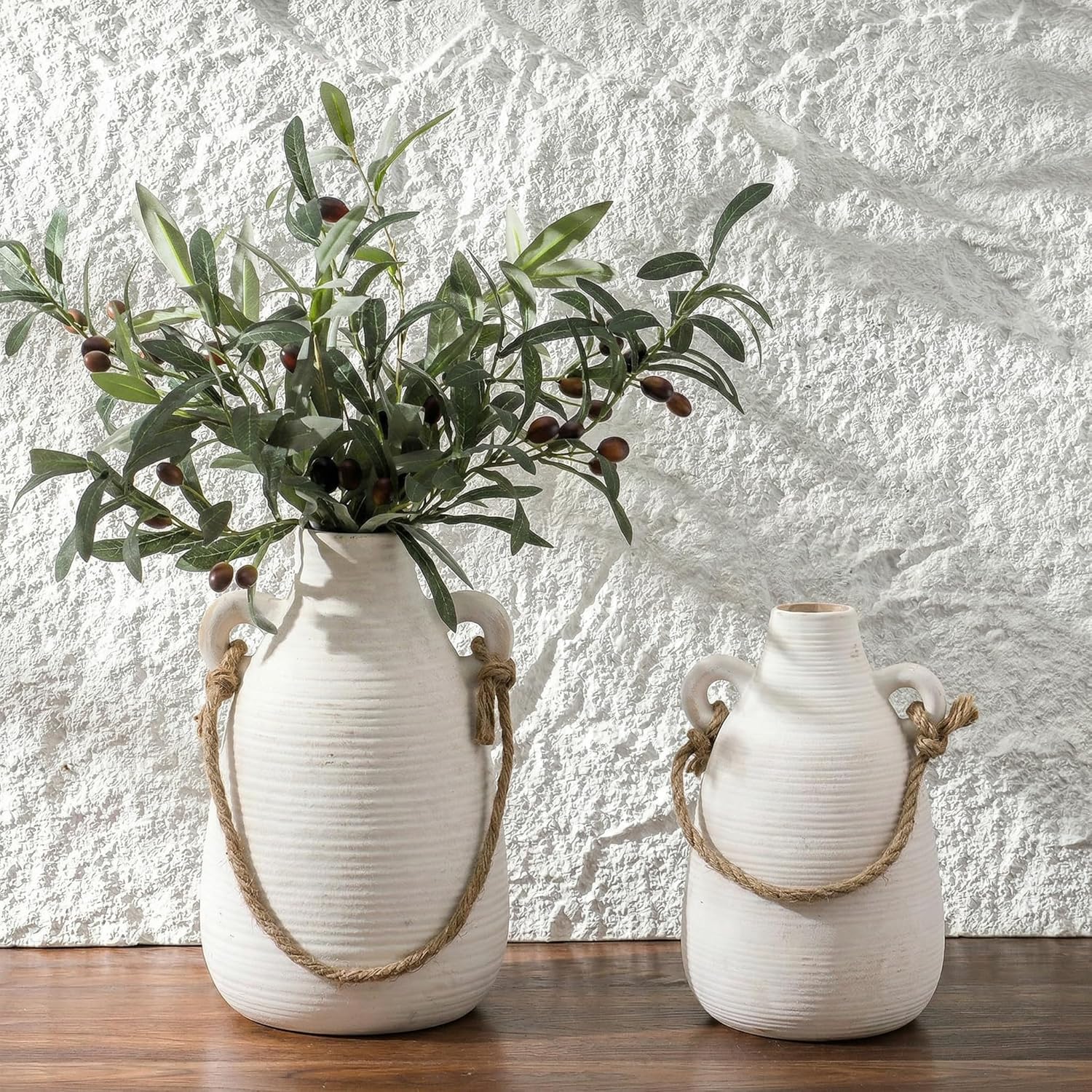 Vintage Boho Black Flower Vase — Set of 2 — Vintage-white