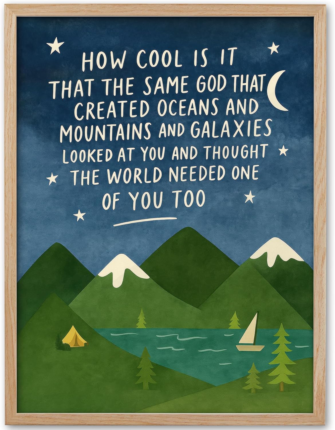 Blue Framed Wall Art — 16" — Blue Same God Creation-Framed