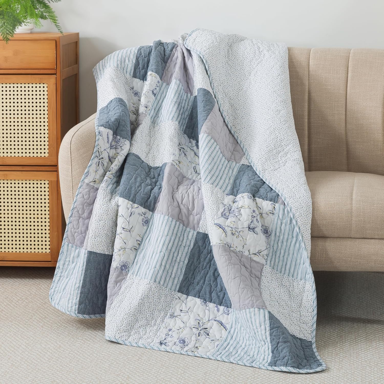 Farmhouse Blue Throw Pillow — 50" — Coastal Dream