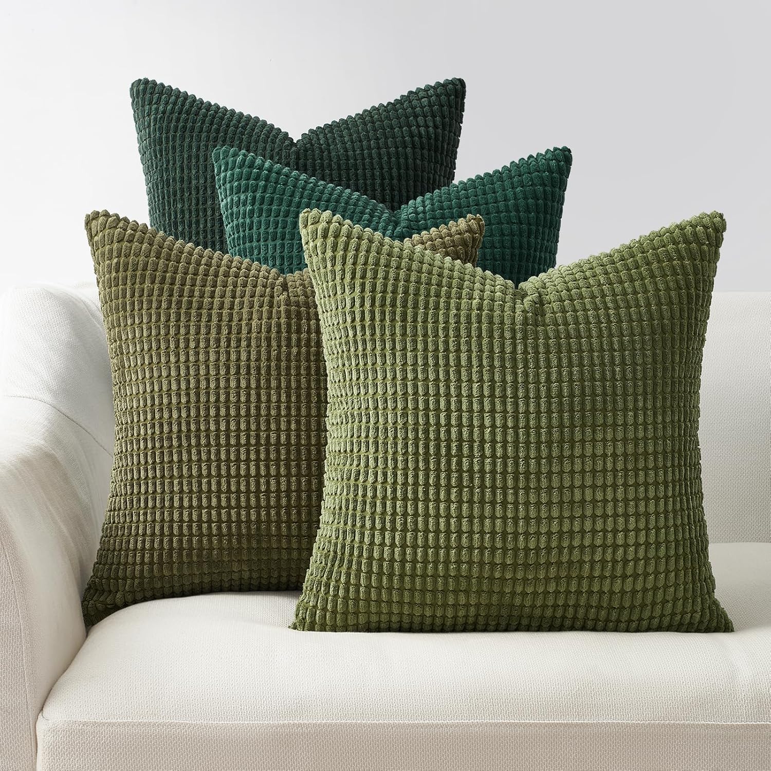 Boho Beige Throw Pillow Cover — 24" — Green