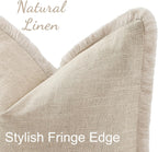 Linen Boho Beige Throw Pillow Cover — 18" - View 2