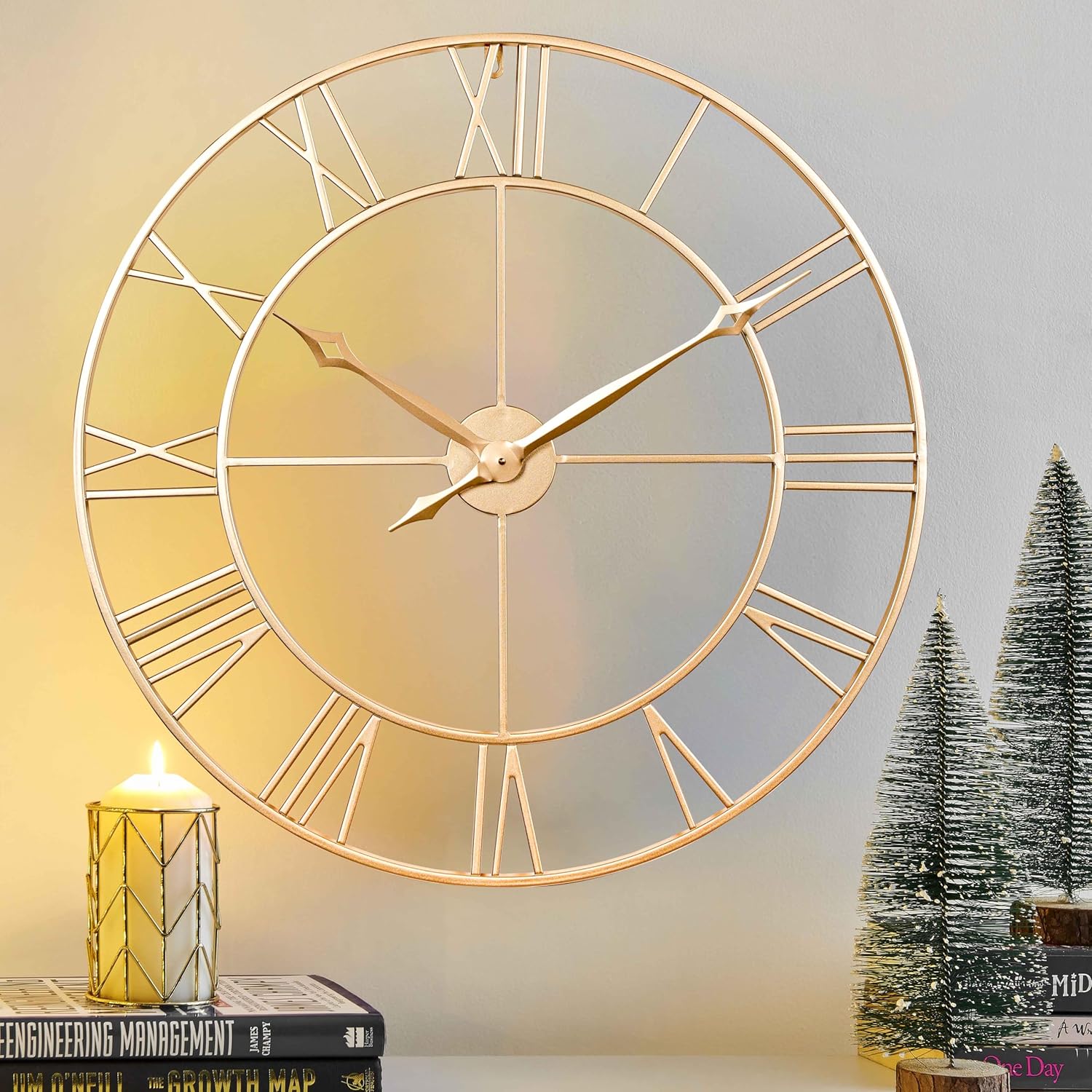 Oversized Modern Black Wall Art — 30" — Champagne Gold