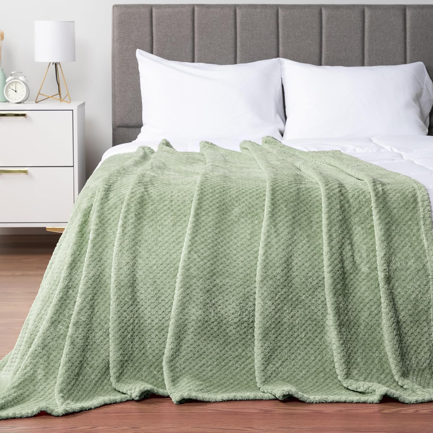 Beige Throw Pillow — 60" — Sage Green