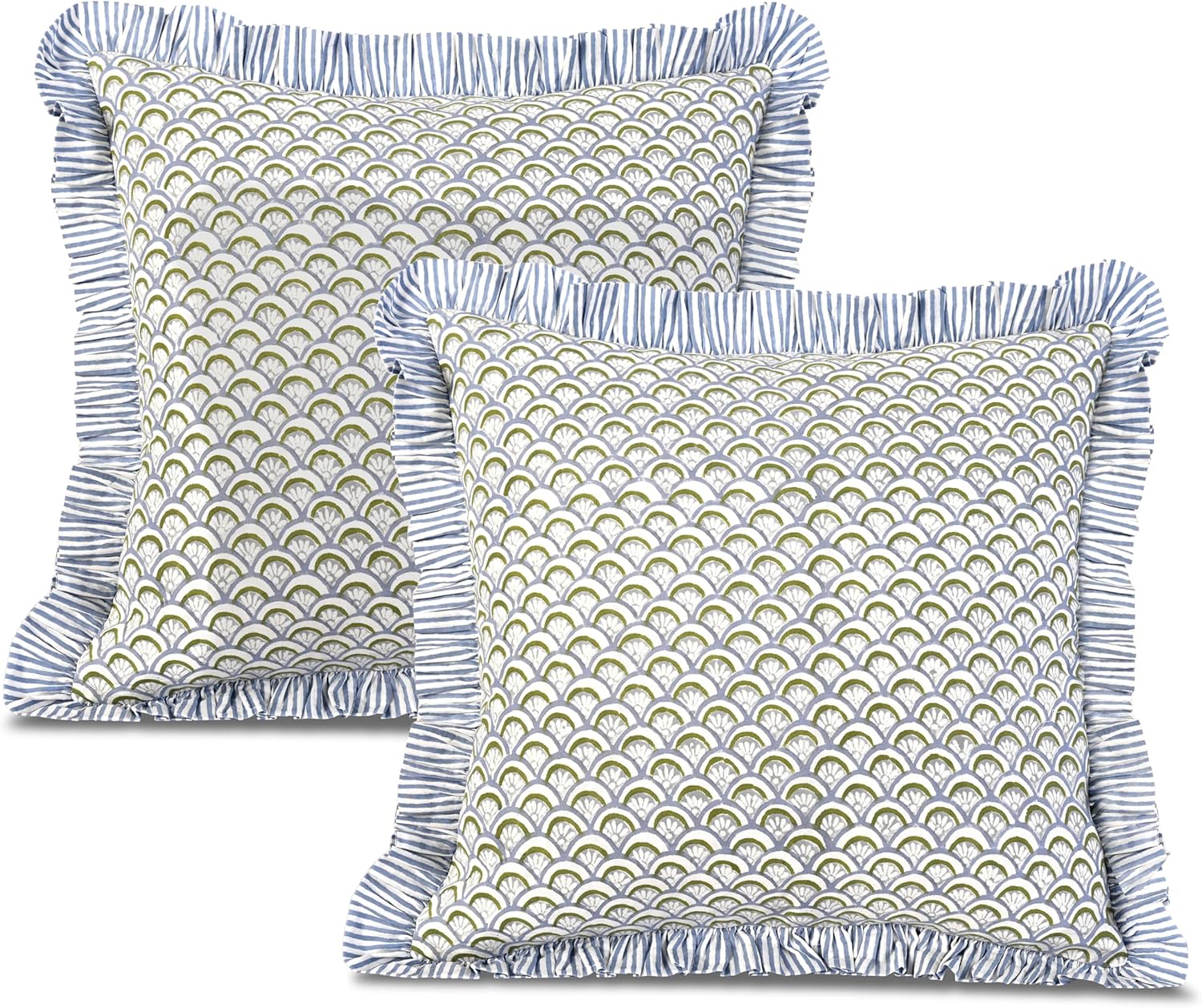 Blue Throw Pillow Cover — 18" — Hand Fan Harmony
