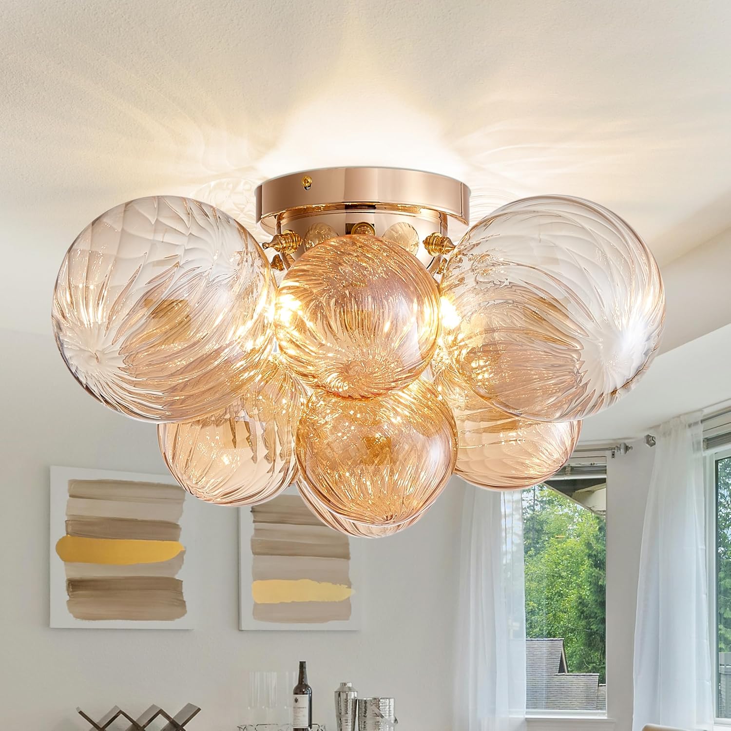 Luxe Gold Chandelier — 4-Light — Champagne with Gold Canopy 4 Lights