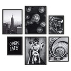 Framed Black Wall Decor — Set of 6