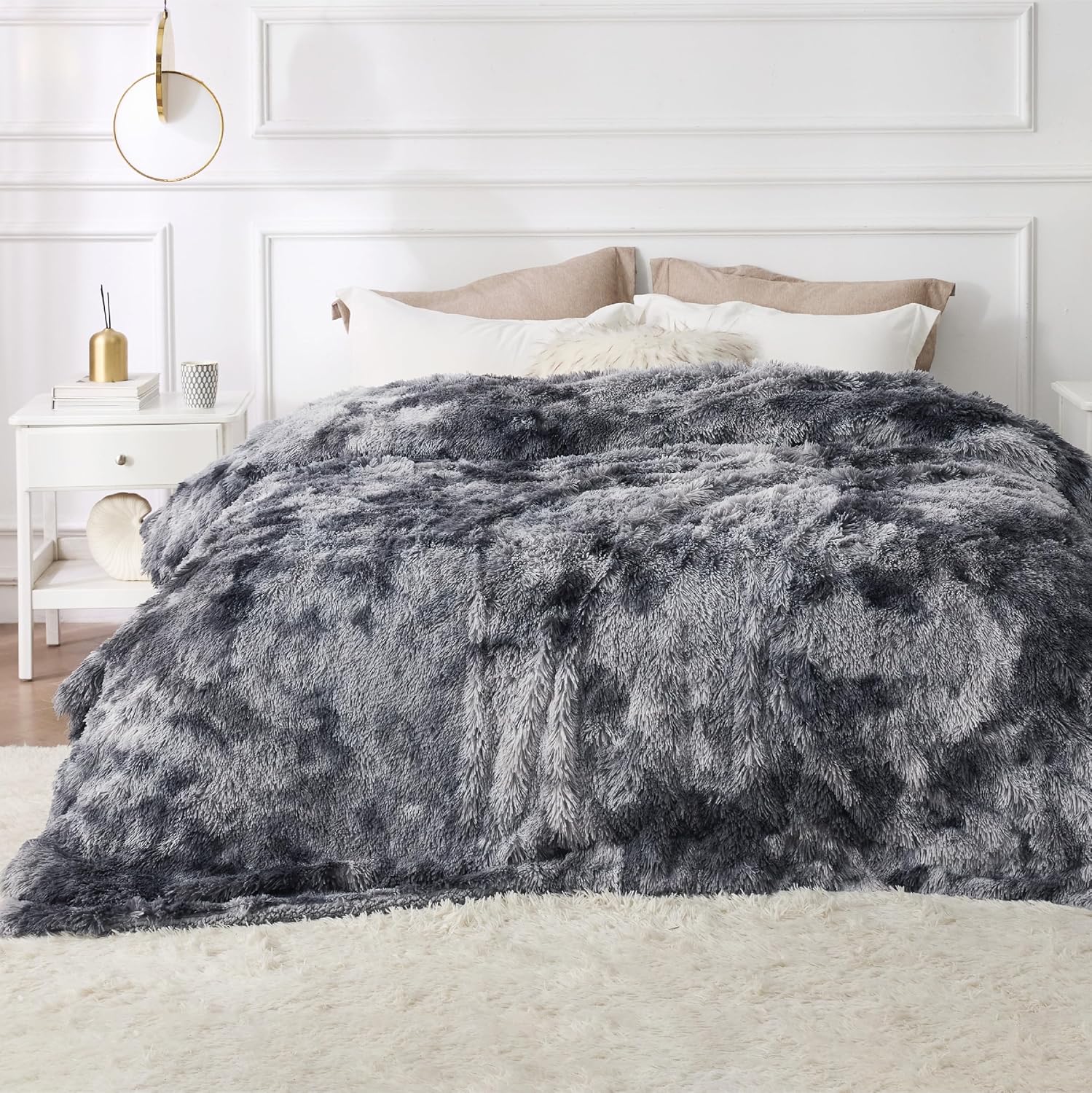 Beige Throw Pillow — 50" — 01- Tie Dye Grey