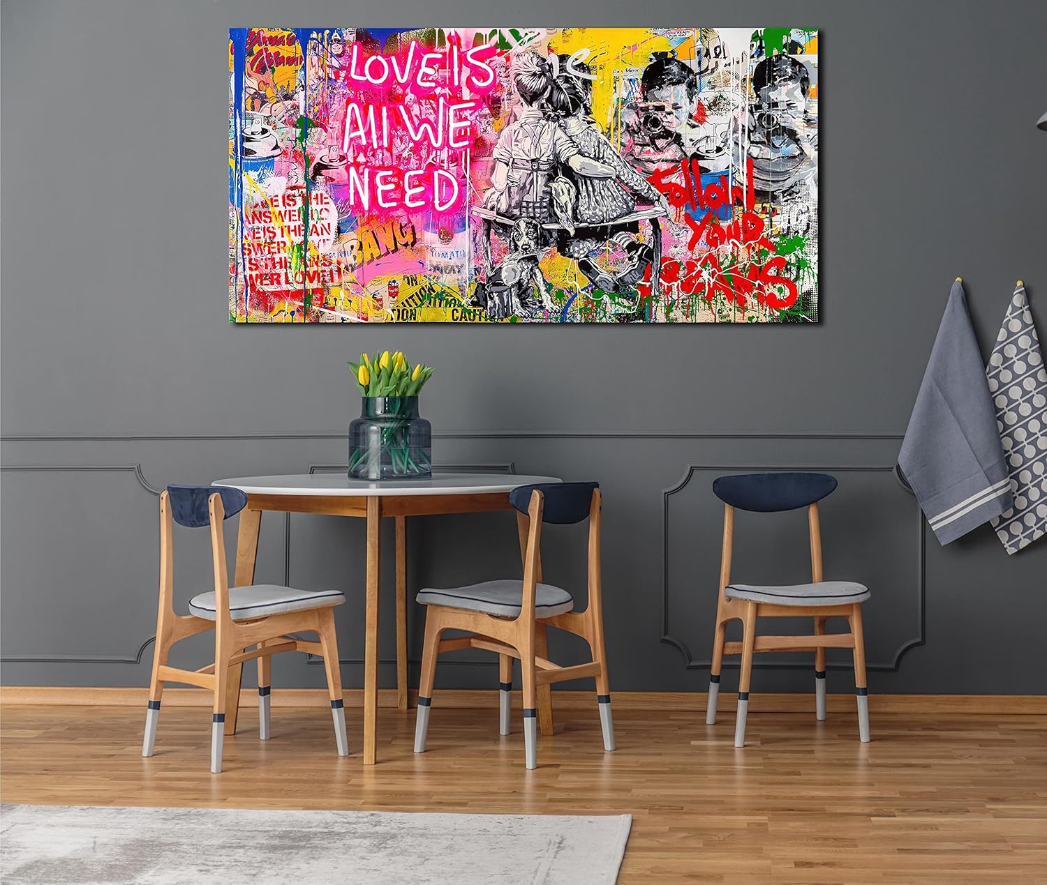 Black Canvas Wall Art — 59" - View 4