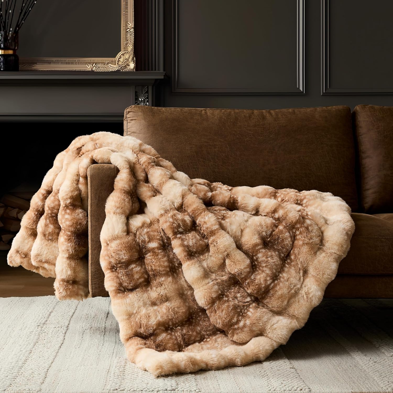 Luxe Beige Throw Pillow — 50" — Deer