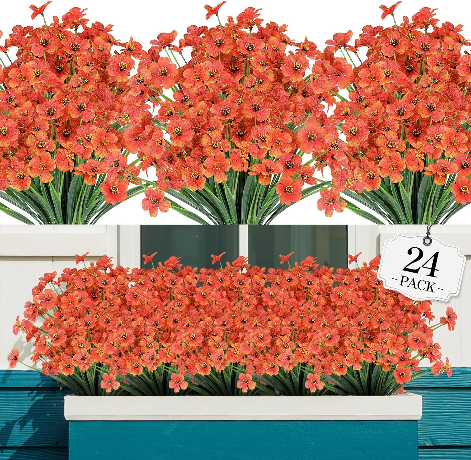 Farmhouse Black Faux Plant — Orange