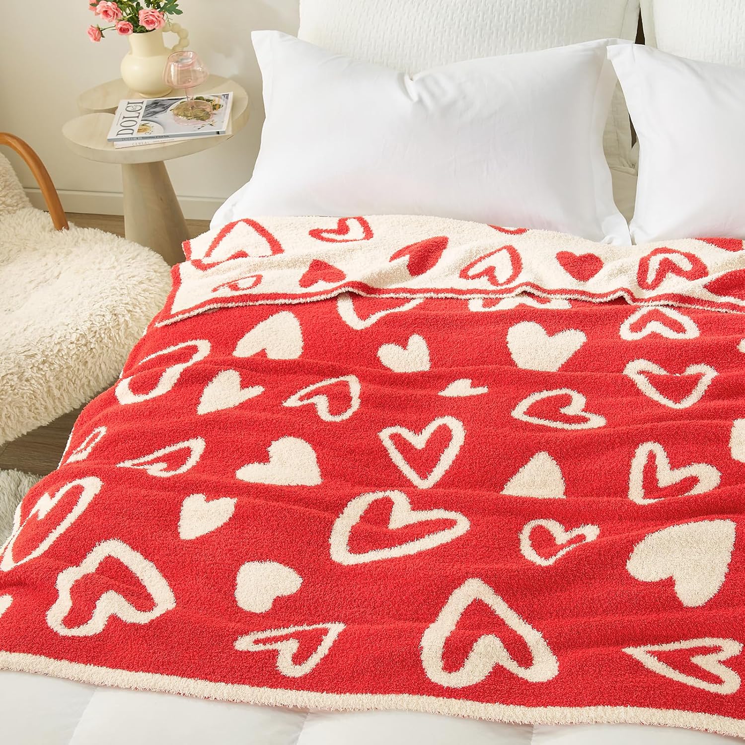 Red Throw Pillow — 50" — Valentines Heart
