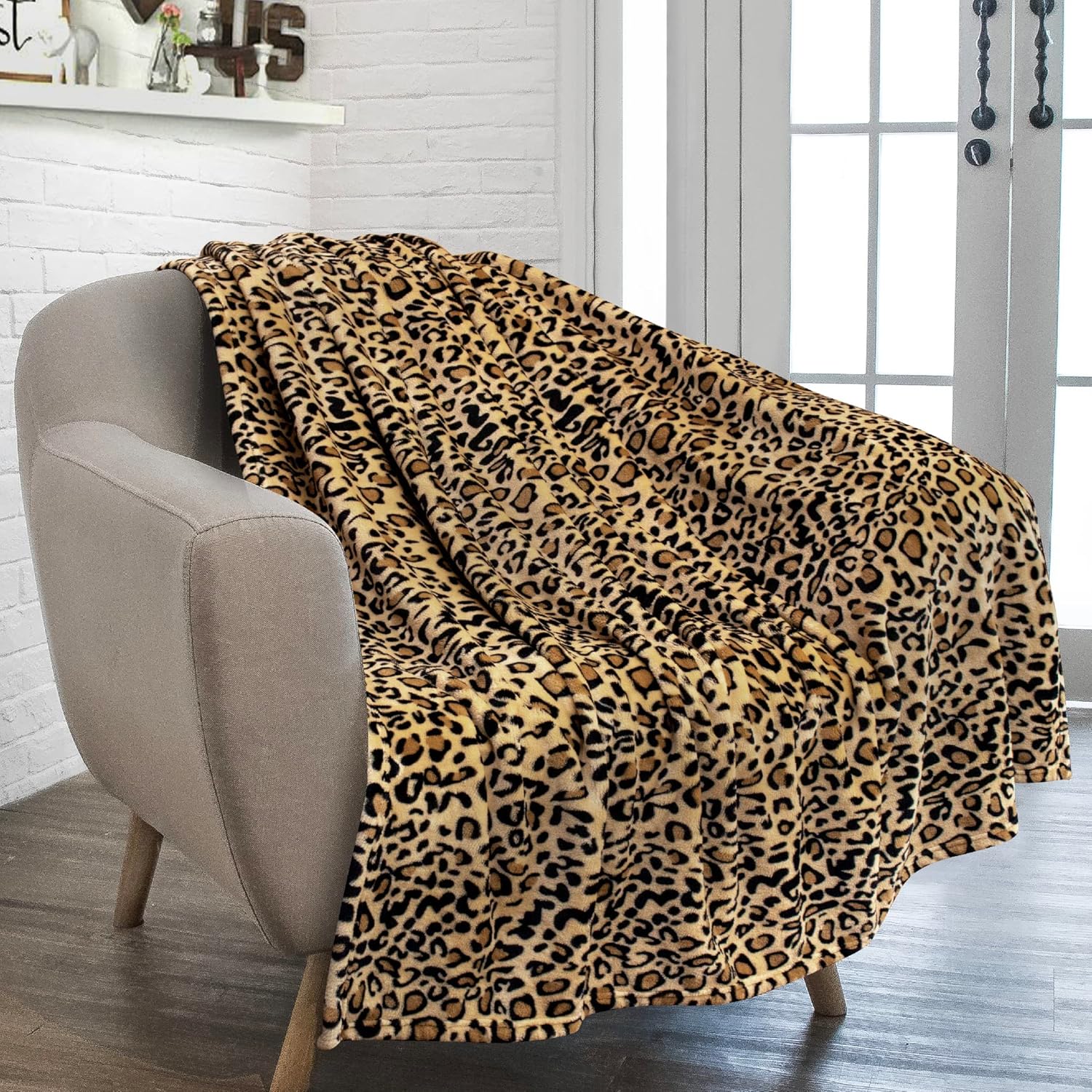 Beige Throw Pillow — 60" — Cheetah