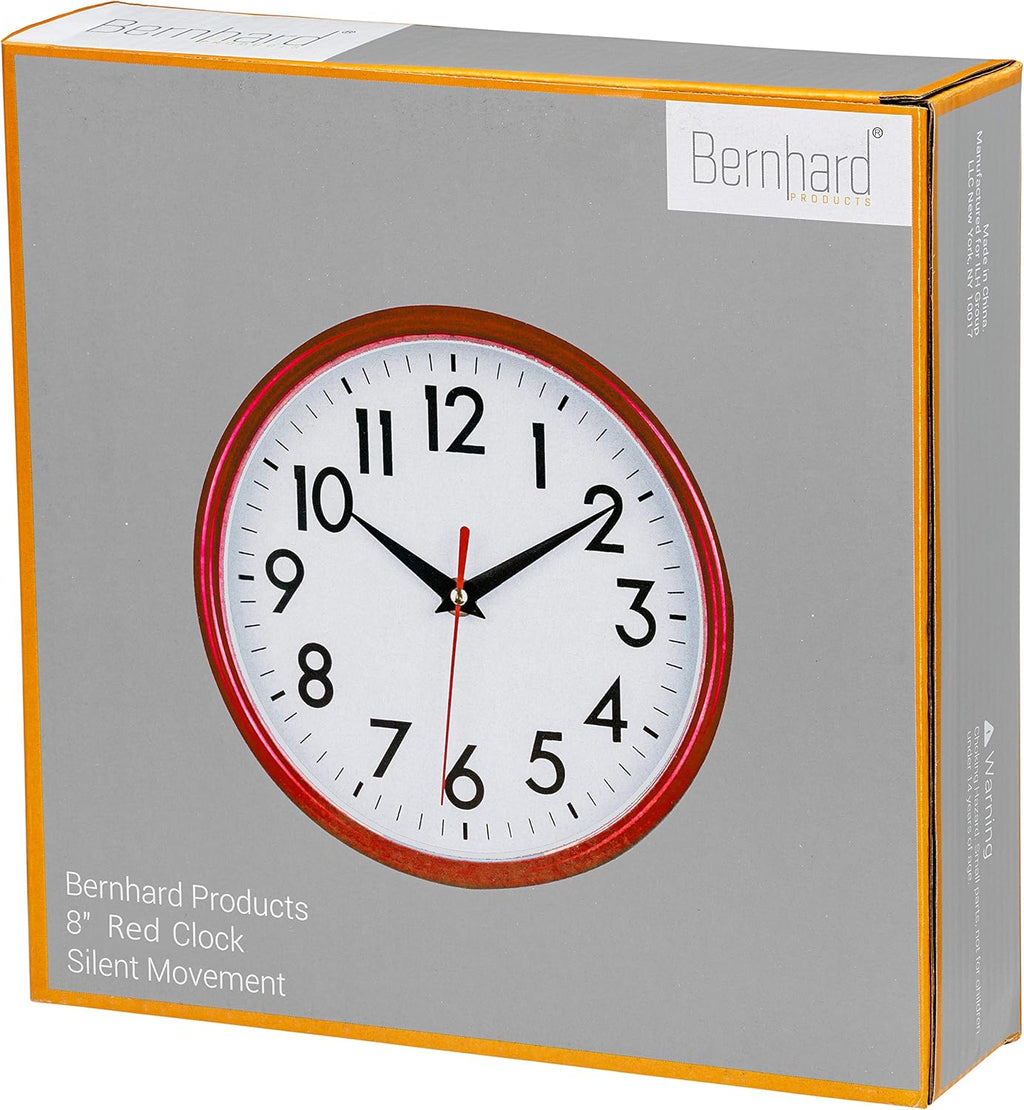 Battery Operated Mid-Century Black Wall Clock — 8" - View 7