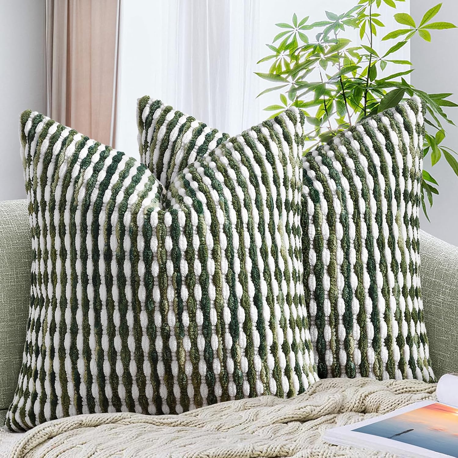 Tufted Boho Black Pillow Cover — 18" — 20" x 20" (Pack of 2)