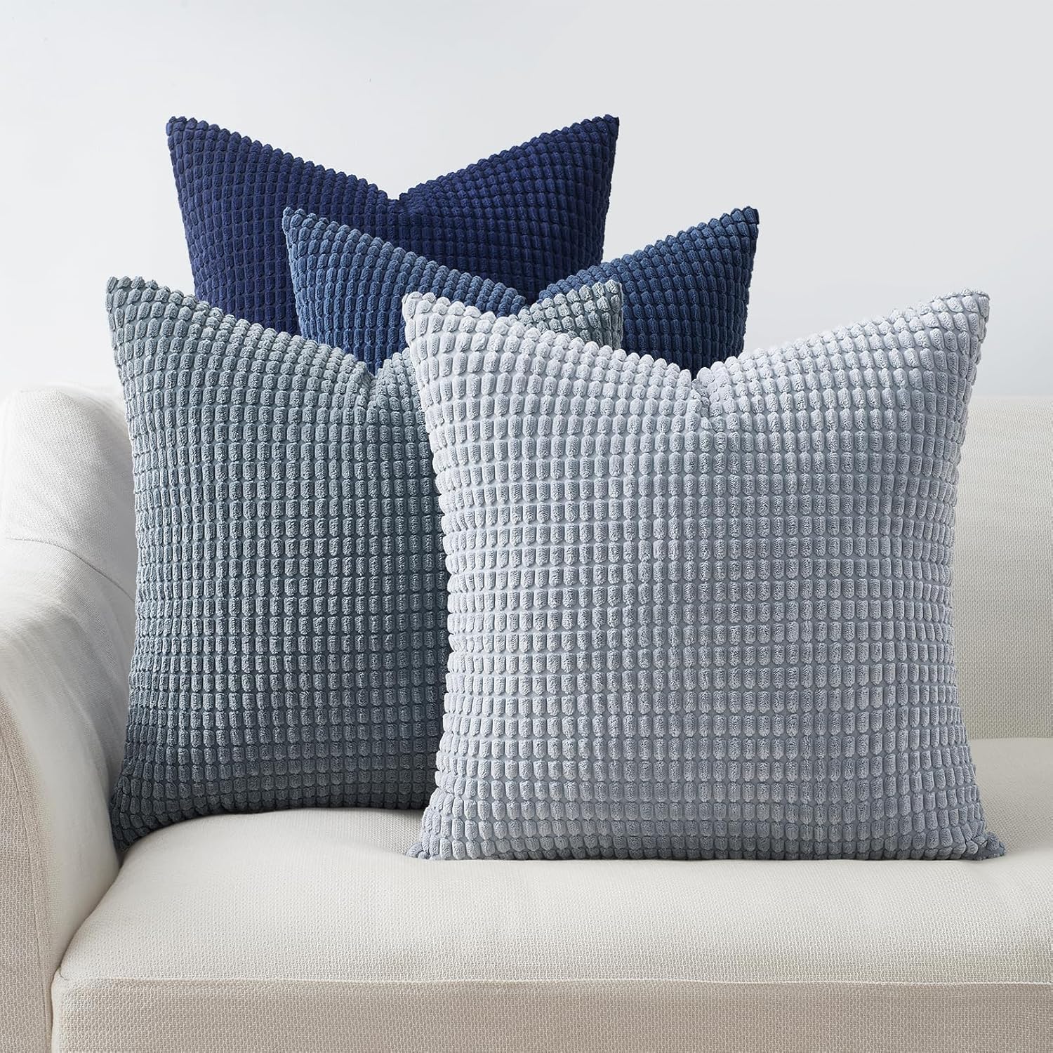 Boho Beige Throw Pillow Cover — 24" — Blue