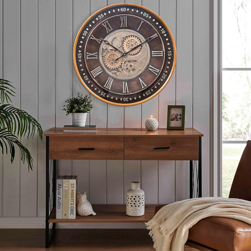 Oversized Farmhouse Beige Wall Clock — 24" - View 6
