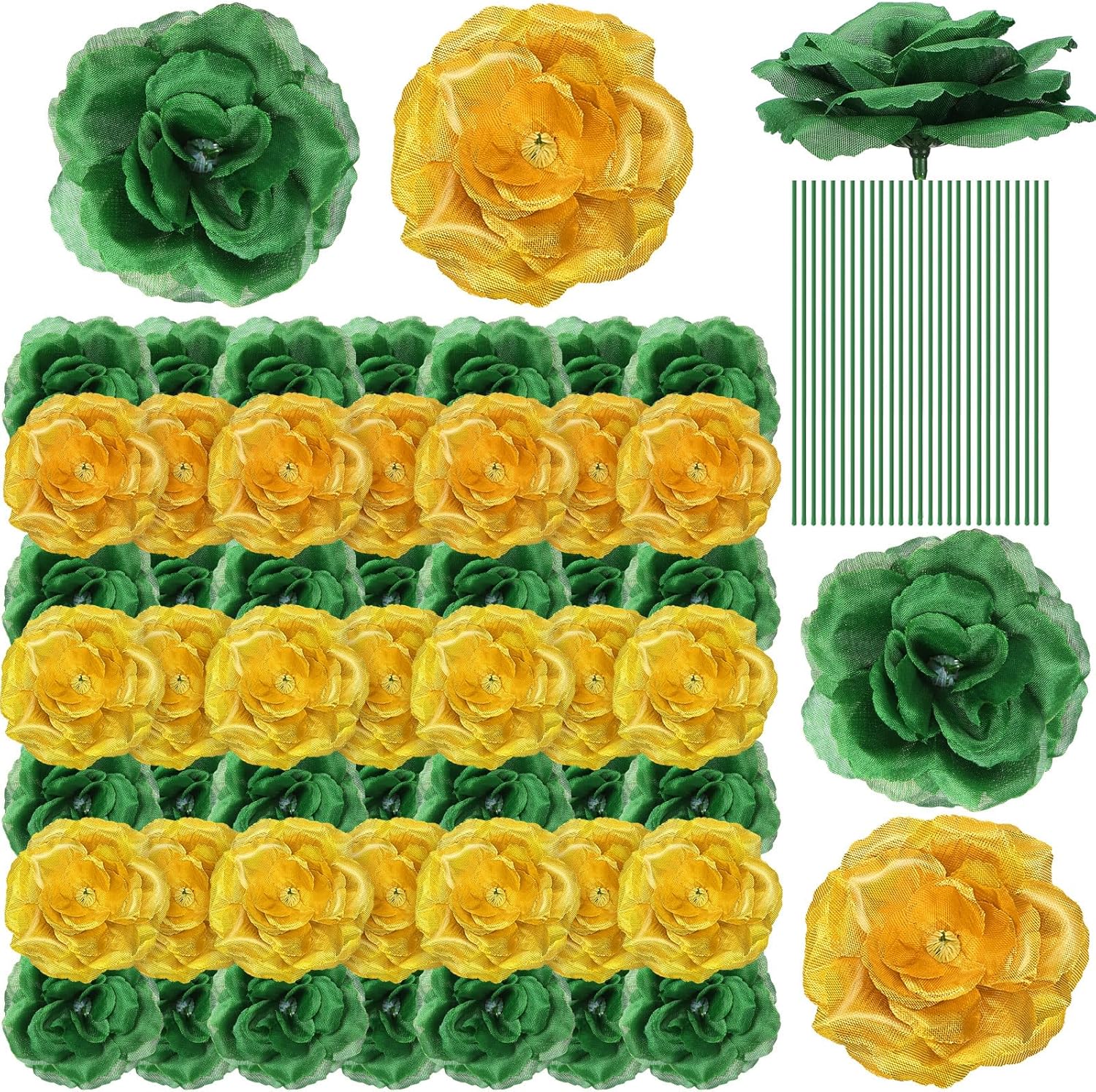 Black Artificial Flowers — Green,gold