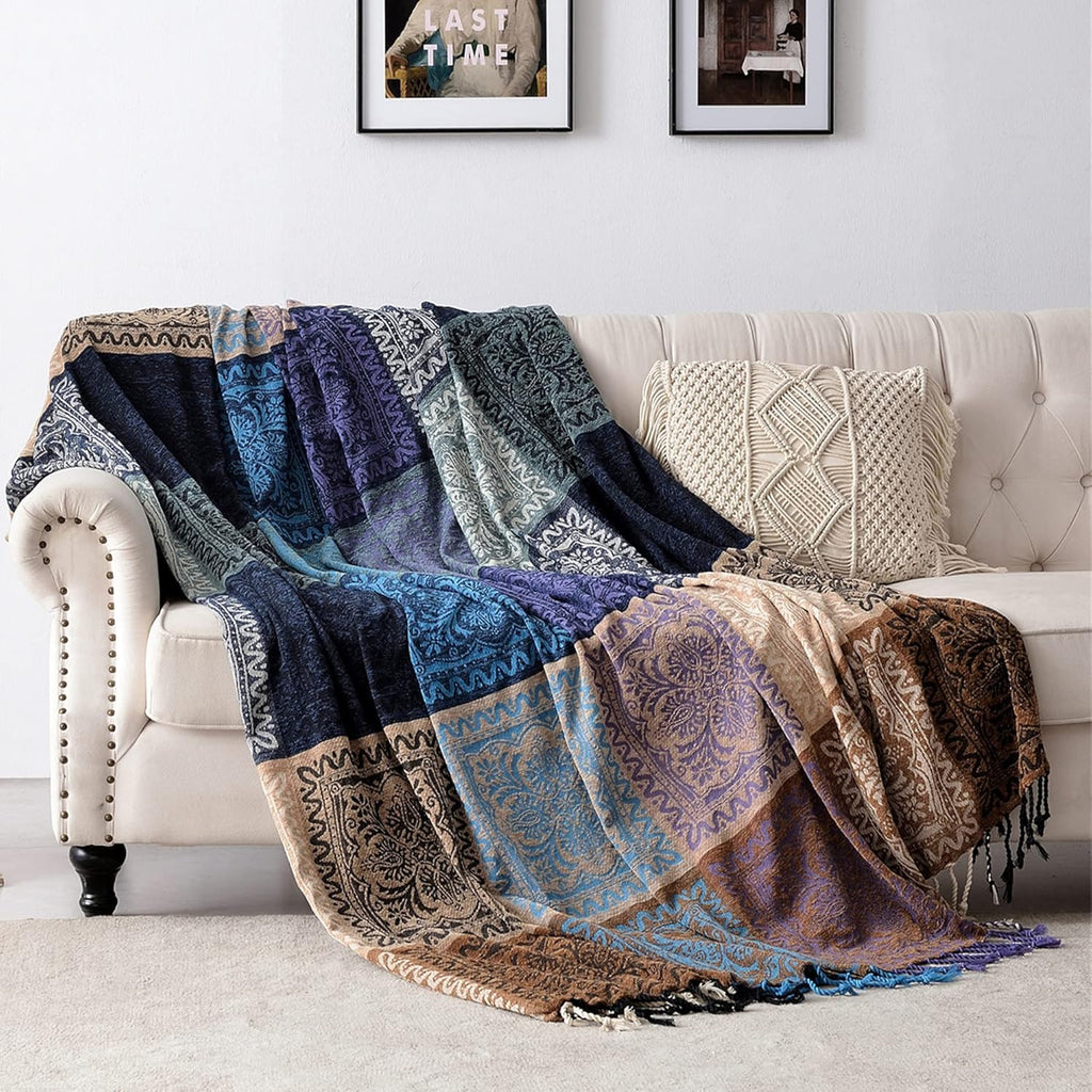 Chenille Boho Black Throw Pillow — 60" - View 4