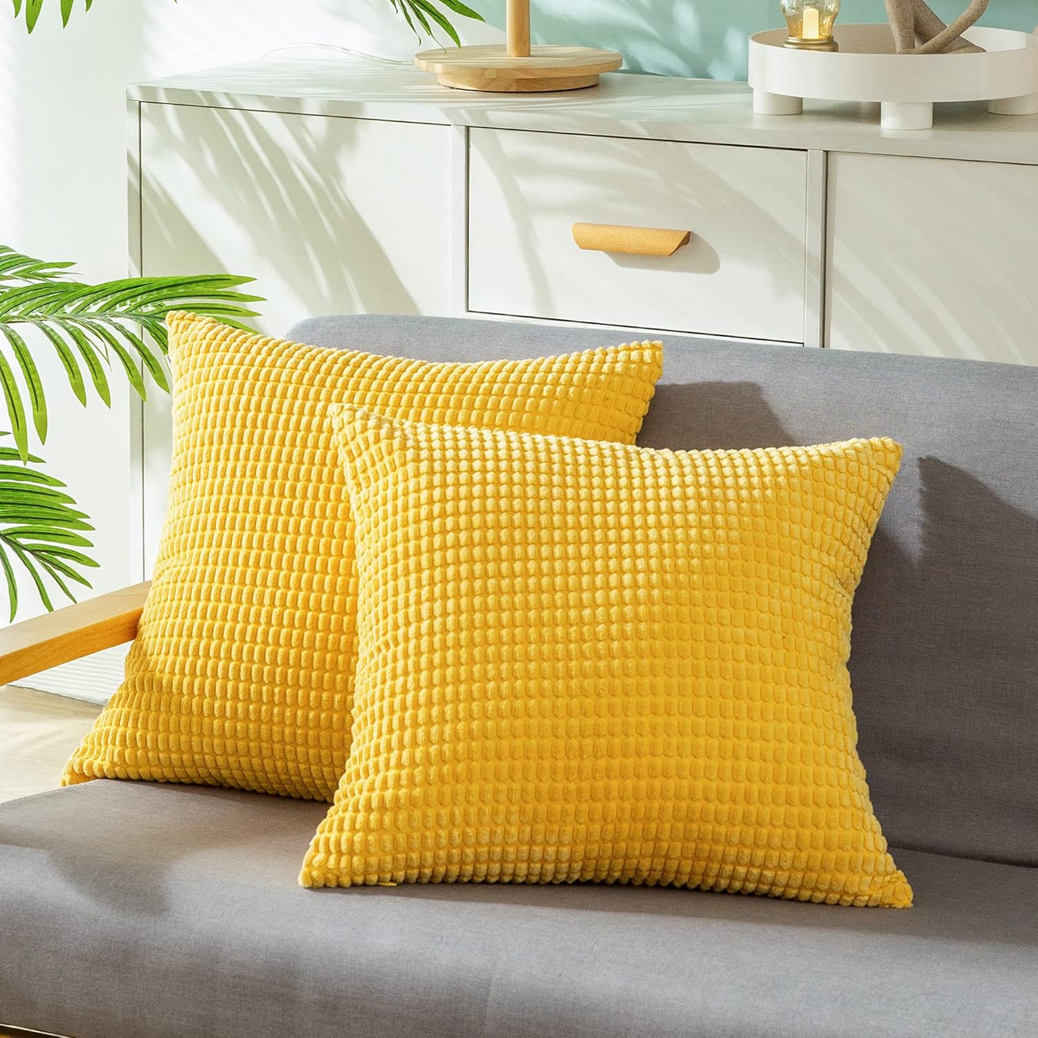 Boho Beige Throw Pillow Cover — 18" — 16" x 16" (Pack of 2)