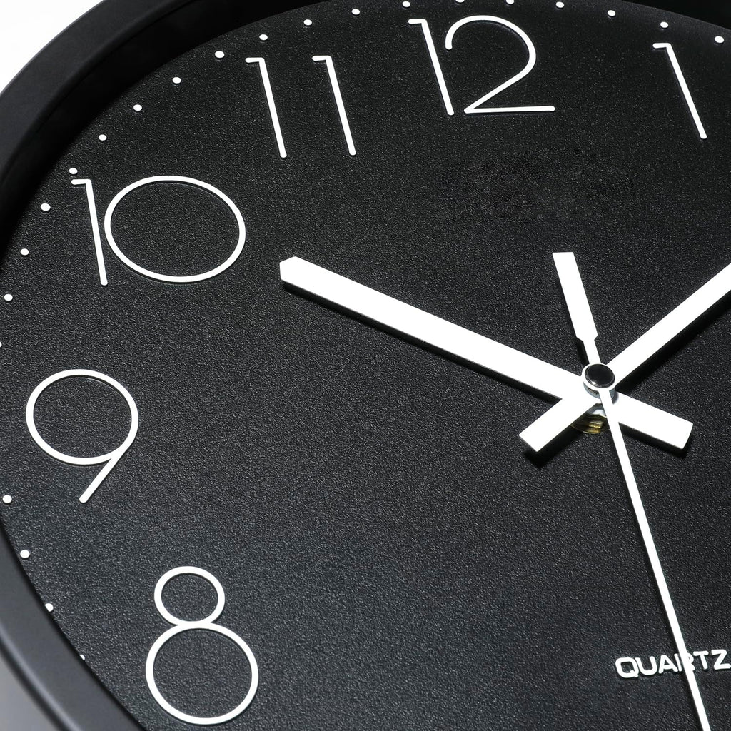 Battery Operated Black Wall Clock — 12" - View 2