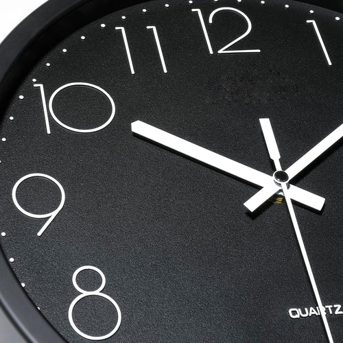 Battery Operated Black Wall Clock — 12" - View 2