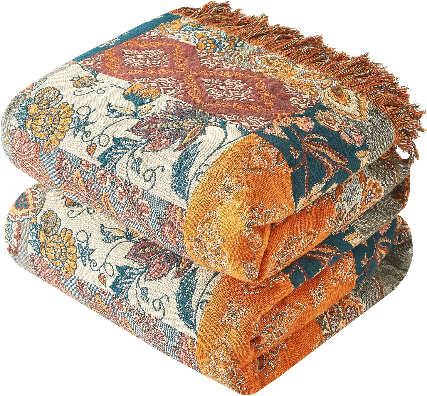 Boho Fabric Throw Pillow — 90" — A - Patchwork