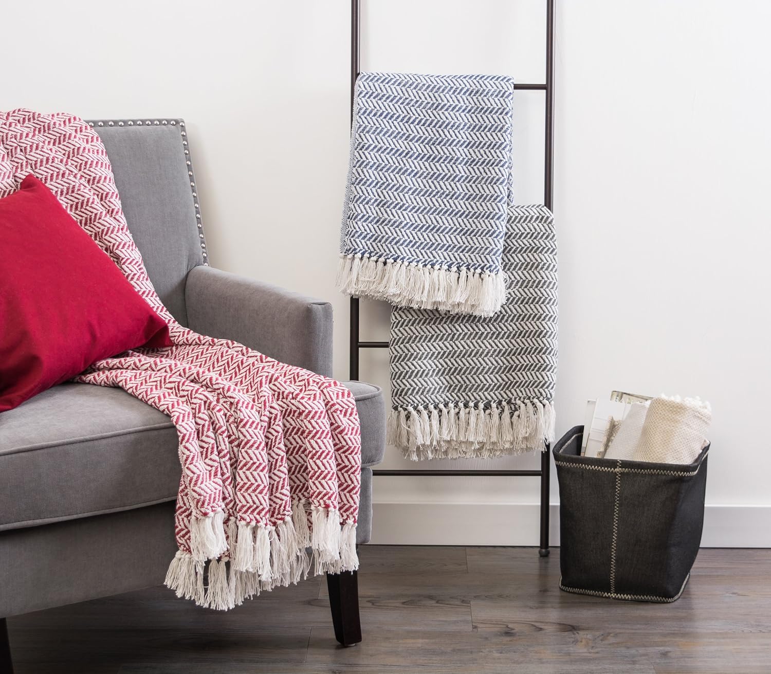 Farmhouse Blue Throw Pillow — 60" - View 5