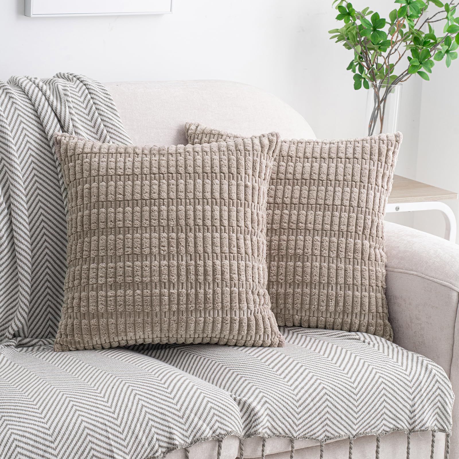 Boho Beige Throw Pillow Cover — 18"