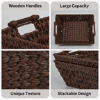Boho Brown Woven Basket — 17" - View 6