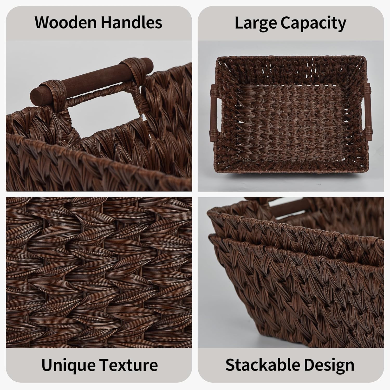 Boho Brown Woven Basket — 17" - View 6