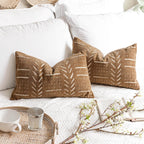 Lumbar Boho Beige Throw Pillow Cover — 20" — 20" x 12" (Pack of 2)