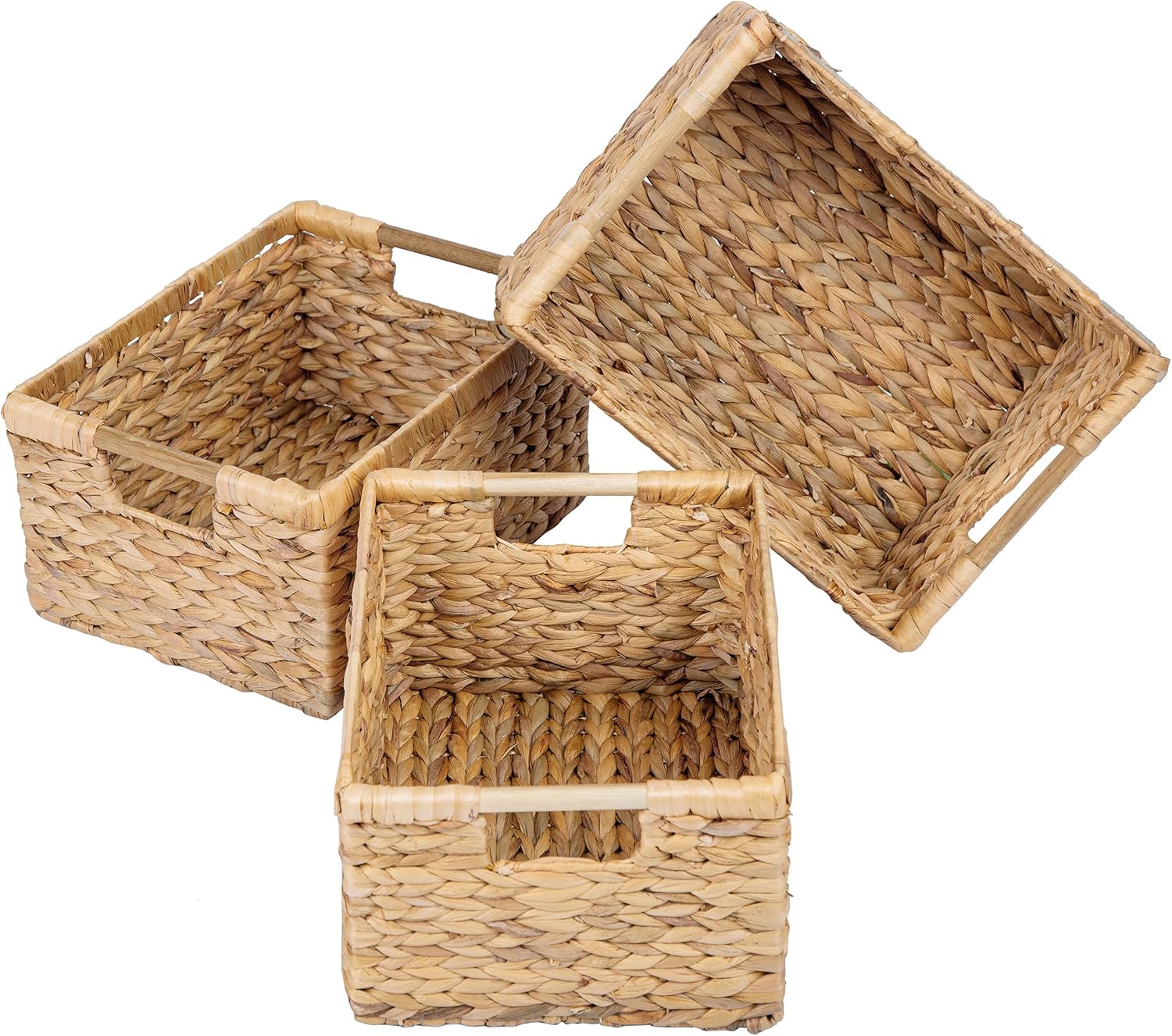 Rectangular Beige Basket — 14.5" — Water Hyacinth